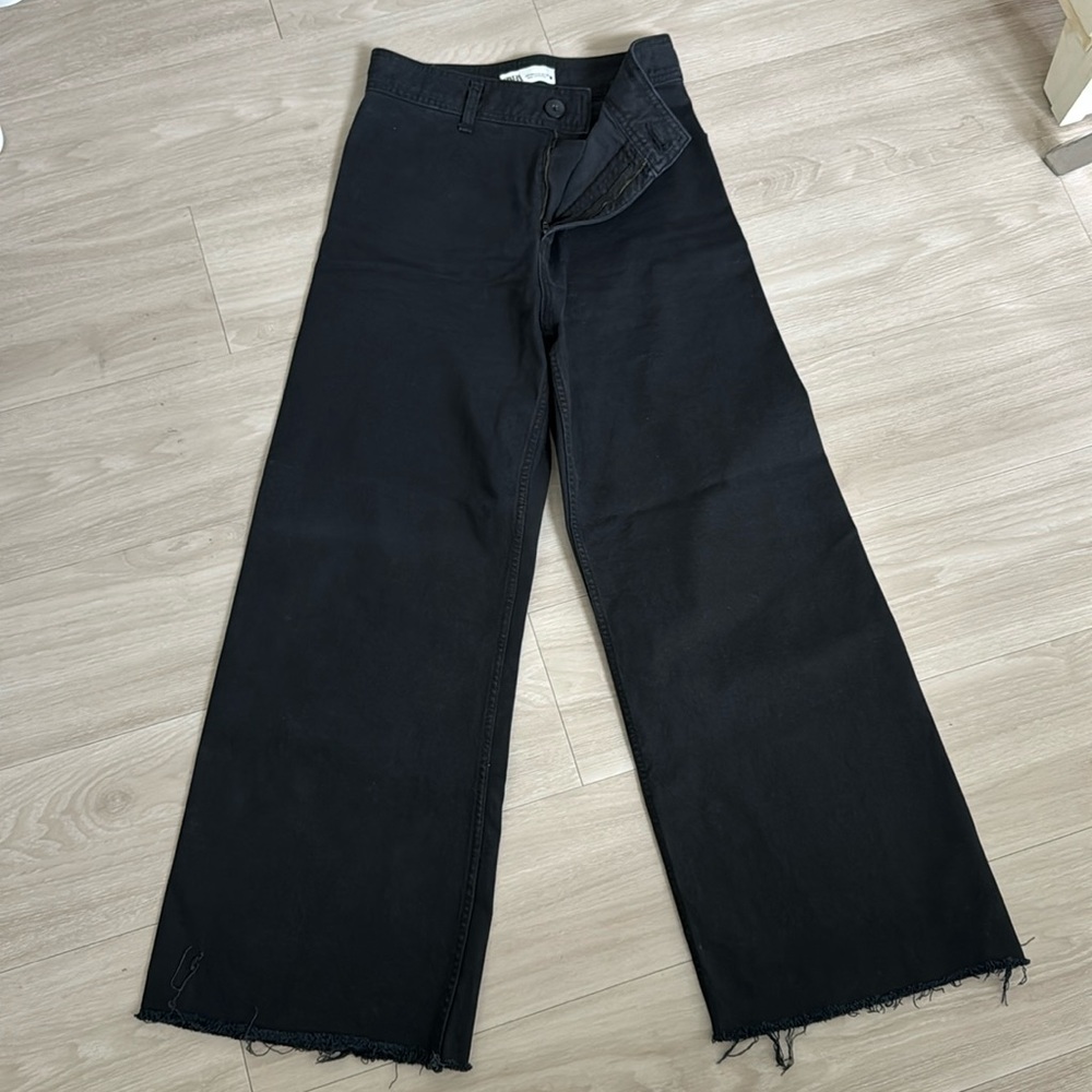 Zara black wide leg jean